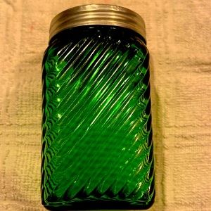 Vintage OWENS ILLINOIS Forest Green Hoosier Canister (original) 4.5”